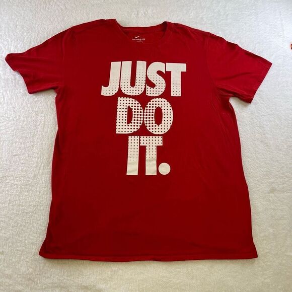 Large Red Unisex Nike Just Do It T-Shirt - Picture 1 of 11